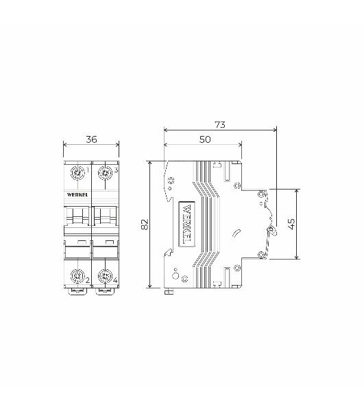 Автоматический выключатель Werkel 2P  16 A  C  6 кА W902P166