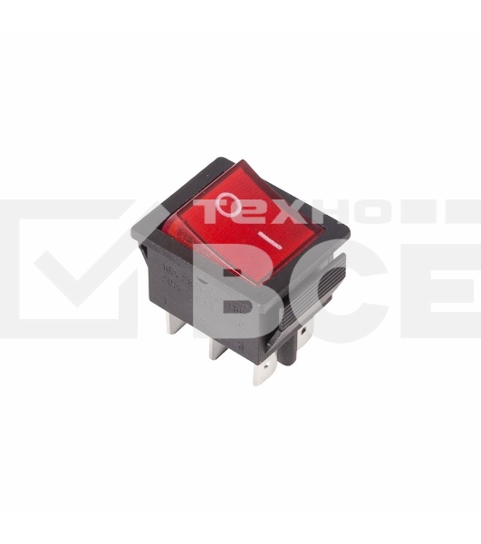 Выключатель клавишный 250V 15А (6с) ON-ON красный  с подсветкой  Rexant