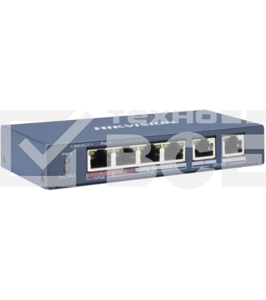 Коммутатор Hikvision DS-3E0106P-E/M 6x100Mb 4PoE+ 35W неуправляемый