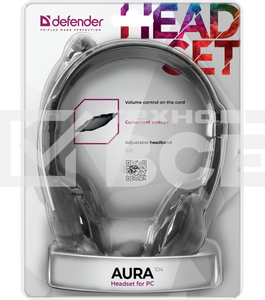 Гарнитура Defender Aura 104 черный (кабель 1.8м)