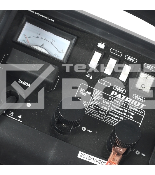 Устройство пуско-зарядное PATRIOT BCT-600 Start220В±15% 3300Вт 12/24В з/п88.0/500А 120-900А/ч 25к