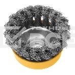 Щетка для УШМ Denzel 75 мм, М14, чашка, крученая нержавеющая проволока 0,5 мм, фото4