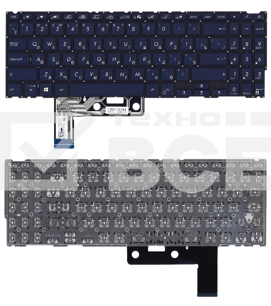 Клавиатура для ноутбука Asus ZenBook UX533F темно-синяя с белой подсветкой
