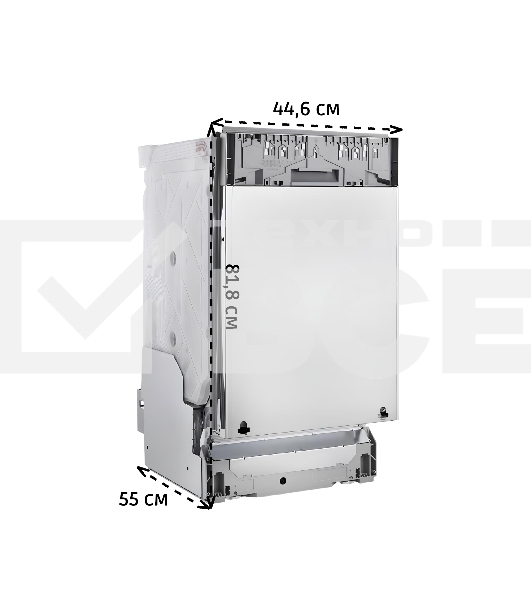 Встраиваемая узкая посудомоечная машина AEG FSE73507P ,загрузка на 10 комплектов посуды, сенсорное управление, 7 программ, 44.6x55x82 см, черный