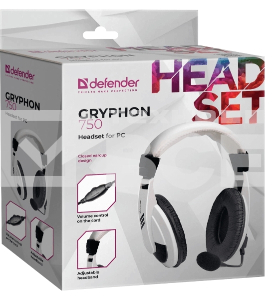 Наушники Defender Gryphon 750 белый, кабель 2 м
