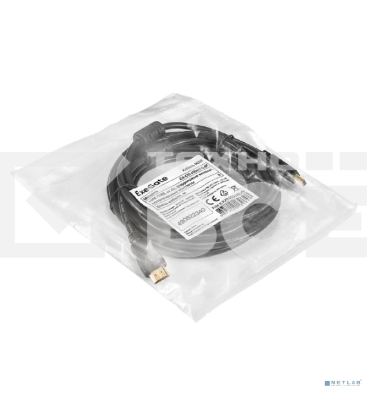 Кабель HDMI ExeGate EX-CC-HDMI-5.0F (19M/19M, 5м, v1.4b, ферритовые кольца, позолоченные контакты)