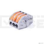 Клемма соединительная Cabeus PCT-213 универсальная 3-х проводная с рычагом 0,08-2,5/4,0 (10 шт) (WAGO 222-413), фото 1