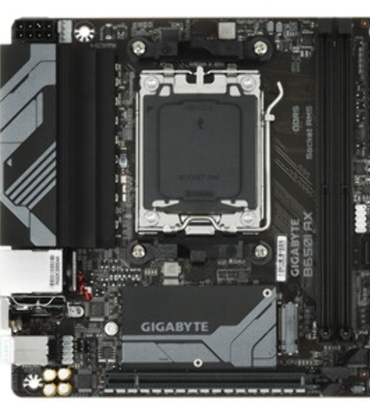 Материнская плата GIGABYTE B650I AX, AM5, AMD B650, 2xDDR5, 2xSATA, 1xM.2, 1xPCIe 4.0 x16, 1xHDMI, 1xDP, 1x2.5Gb LAN, Wi-Fi 6E, Bluetooth 5.3, 1xUSB-C 5Gbps, 1xUSB-A 5Gbps, 3xUSB-A 2.0, 3x3.5 мм, 7.1, ITX