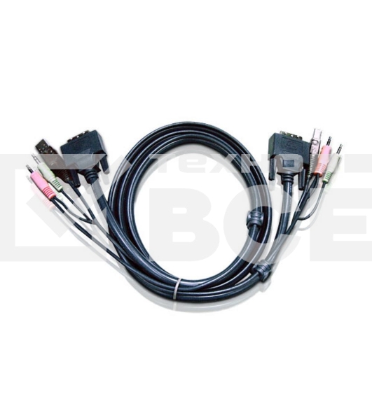 Кабель KVM USB(тип А Male)+DVI-D(Male)2хАудио(Male) (-) USB(тип B Male)+DVI-D(Male)+2хАудио(Male) 3м., черный. CABLE DVI/USB B/MC.SP-DVI/USB A 3M