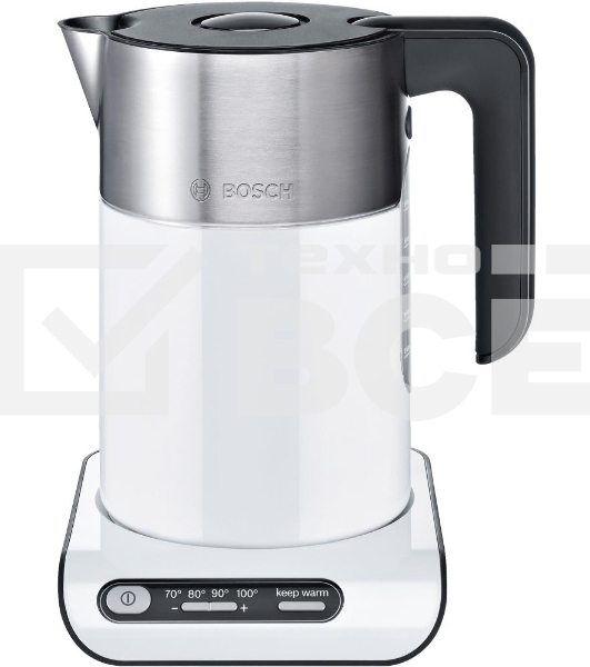 Чайник электрический Bosch TWK8611P 1.5л. 2400Вт белый/серебристый (корпус: нержавеющая сталь)