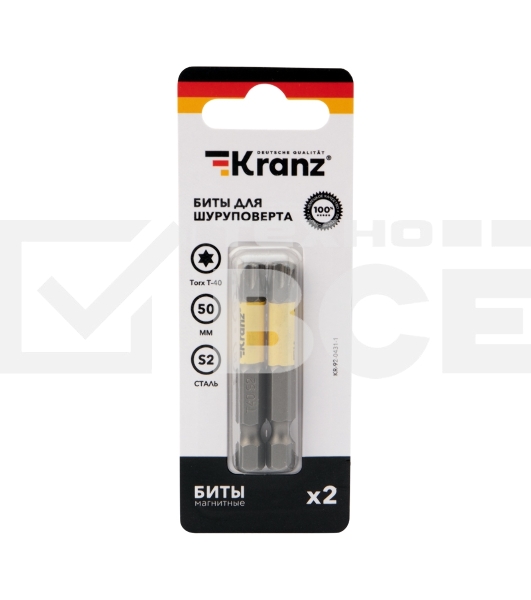 Бита для шуруповерта KRANZ Torx T40х50 мм (2 шт./уп.)