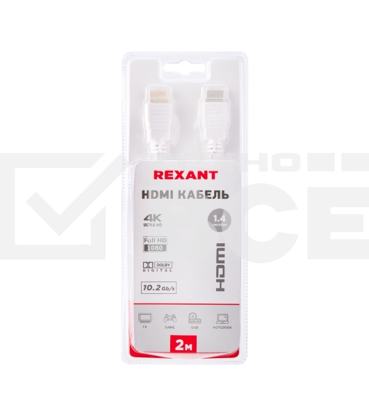 Кабель Rexant HDMI - HDMI 1.4, 2 м Gold белый