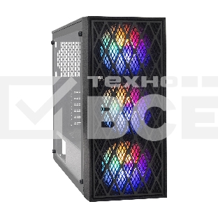 Компьютерный корпус Miditower ExeGate EVO-8243-NPX700 (ATX, БП 700NPX с вент 12 см, 2*USB+1*USB3.0, черный, 3 вент. с RGB подсветкой, боковая панель - закаленное стекло)