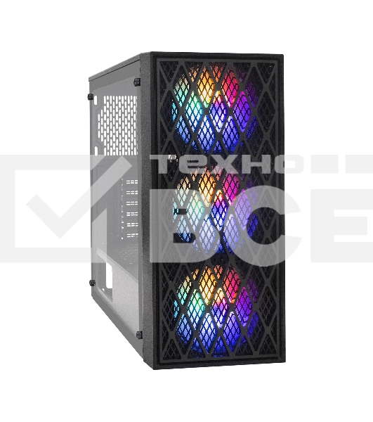 Компьютерный корпус Miditower ExeGate EVO-8243-NPX700 (ATX, БП 700NPX с вент 12 см, 2*USB+1*USB3.0, черный, 3 вент. с RGB подсветкой, боковая панель - закаленное стекло)
