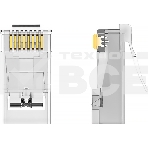 Коннектор Vention RJ45 (8p8c), UTP, cat. 6A, под витую пару (10шт.), фото 1