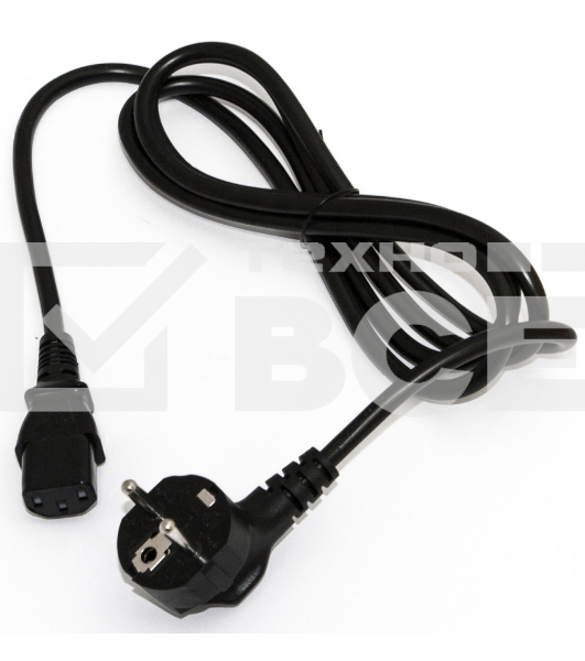 Кабель питания компьютера Hyperline PWC-IEC13-SHM-10-BK (Shucko+C13) (3x1.00), 10A, угловая вилка, 10 м 
