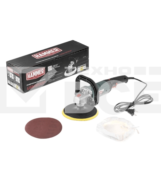 Машина шлифовальная угловая Hammer Flex USM1200P 1200Вт 600-3500об/мин тарелка 180мм, полировальная