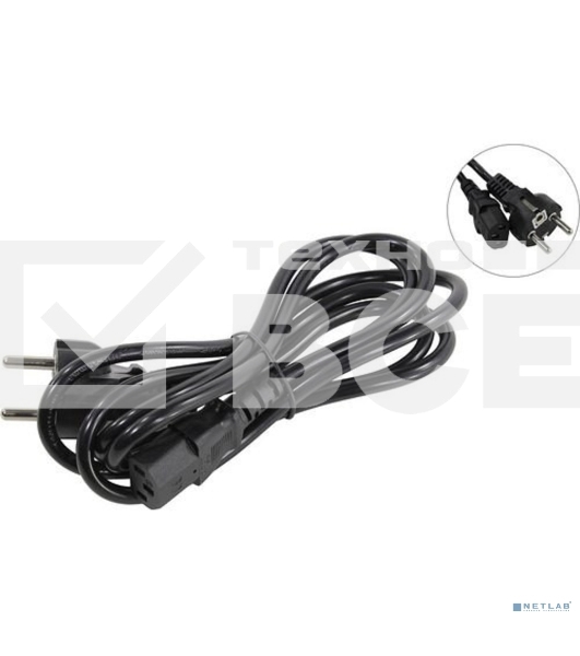 Кабель питания ExeGate Power PC-1,8P (Евровилка Schuko->С13) VDE-250V-3*0.75-CU, 10A, черный, 1.8м