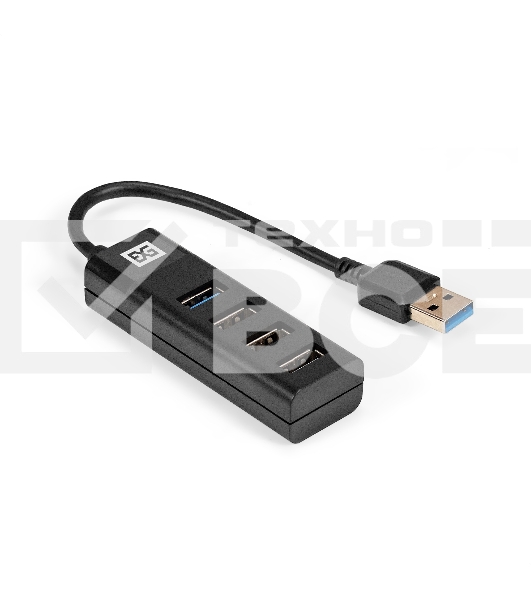 Хаб USB (концентратор) 4-в-1 ExeGate DUB-3213 (кабель-адаптер USB2.0 --> 3xUSB2.0, 1xUSB3.0, Plug&Play, черный)