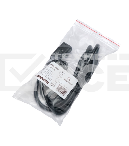 Кабель питания Cablexpert Россия PC-S22-C19-2.5-1.5M, Schuko-C19, 3x2.5мм2, 16A, с заземлением, медь, 1.5м, черный, пакет