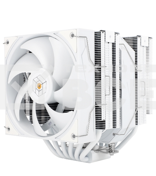 Кулер для процессора Thermalright Royal Pretor 130 белый (4-pin PWM, 158mm, Ni/Cu, 6x6mm, 1x120+1x130mm, 80.45CFM/81.88CFM, 29.4dBA/28.3dBA, 2150PM/1750RPM, S: 1200, 1700, 1851, 2011, 2066, 115X, AM4, AM5, white)