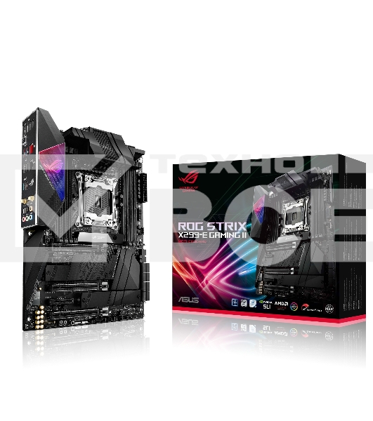 Материнская плата ASUS ROG STRIX X299-E GAMING II, LGA 2066, Intel X299, 8xDDR4, 8xSATA, 3xM.2, 1xPCIe 3.0 x8, 2xPCIe 3.0 x16, 1xPCIe x4, 1xPCIe x1, 2x 2.5Gb LAN, 1xUSB 3.2 Gen 2, 3xUSB 3.2 Gen 2, 2xUSB 2.0, 5x3.5 мм, 7.1, ATX