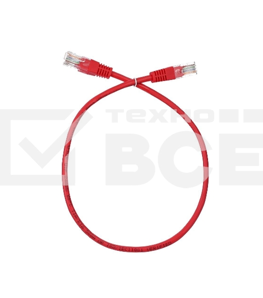 Патчкорд литой Aopen/Qust UTP кат.5е 0,5м красный