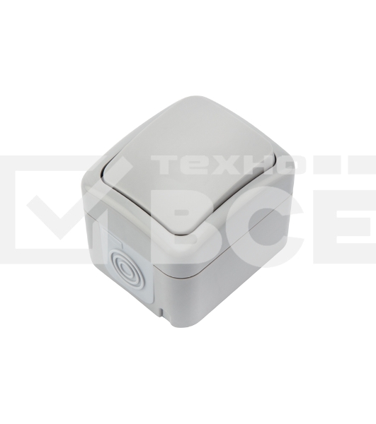 Выключатель одноклавишный Mini OG IP54, о/у, серый KRANZ