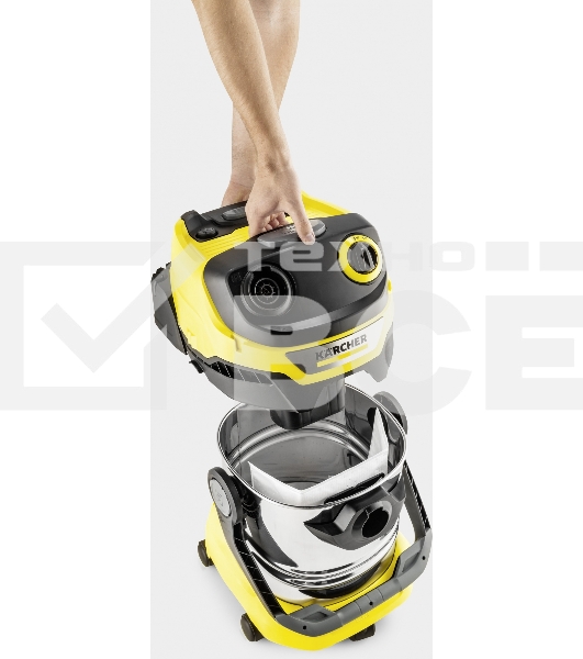 Строительный пылесос Karcher WD 5 S V-25/5/22 желтый, 1100 Вт, уборка сухая/сбор воды, пылесборник мешок/контейнер, 25 л