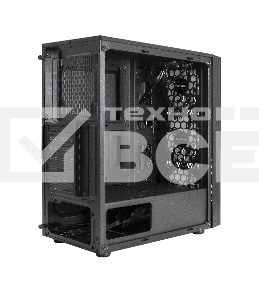 Компьютерный корпус Miditower ExeGate EVO-8243-NPX700 (ATX, БП 700NPX с вент 12 см, 2*USB+1*USB3.0, черный, 3 вент. с RGB подсветкой, боковая панель - закаленное стекло)