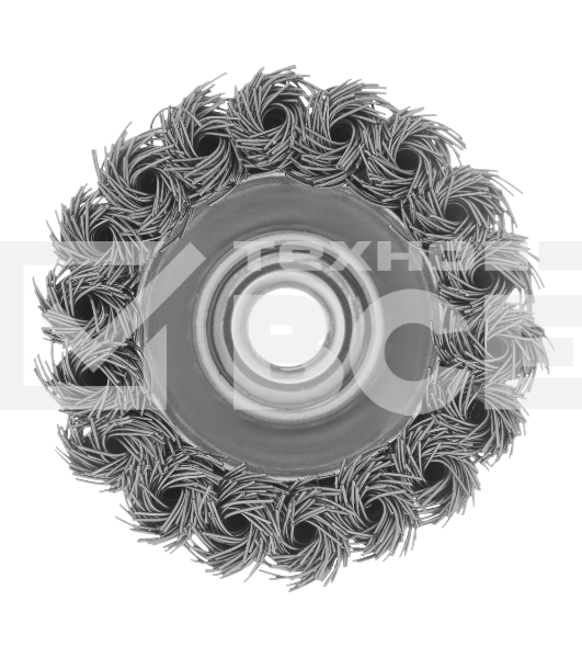 Щетка для УШМ Denzel 75 мм, М14, чашка, крученая нержавеющая проволока 0,5 мм