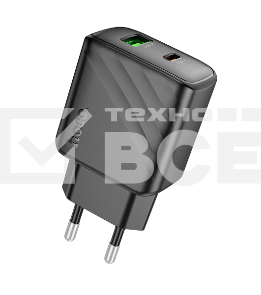 Зарядное устройство Hoco 30Вт, 3А, QC3.0/PD, 1хUSB, 1хType-C, CS23A, черный, коробка
