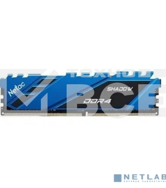 Оперативная память NETAC Shadow, DDR4, 8GB (1x8GB), 3200MHz, CL16, DIMM, с радиаторами, синий