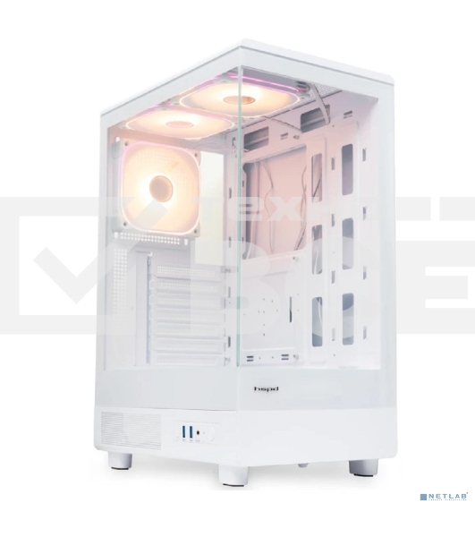 Компьютерный корпус HSPD F510, Panoramic Mid Tower, белый, TG, 0.5 SPCC, 3x120мм ARGB ATX, mATX, mITX 180/280/160мм 1x2.5', 1x3.5', 7xPCI 2xUSB-A 3.0 356x218x467мм