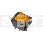 Выключатель клавишный 250V 16А (4с) ON-OFF желтый с подсветкой Rexant, фото 1