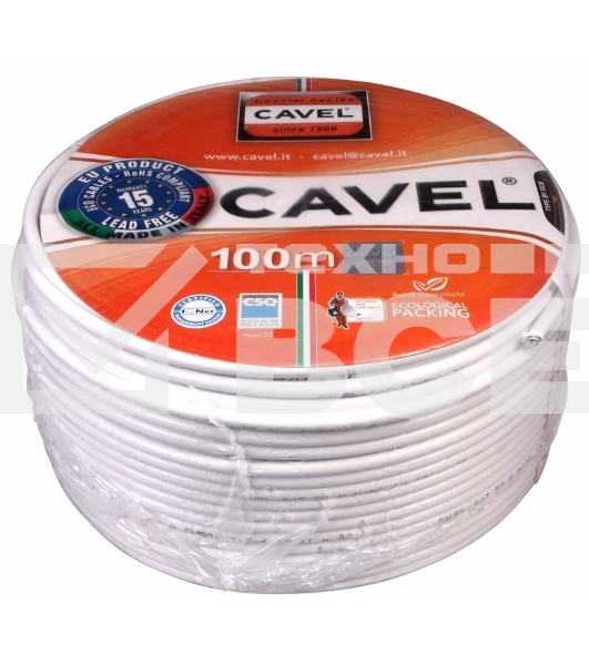 Кабель коаксиальный CAVEL DG-113, Cu/Al/CuSn, 75%, 75 Ом, бухта 100 м, белый