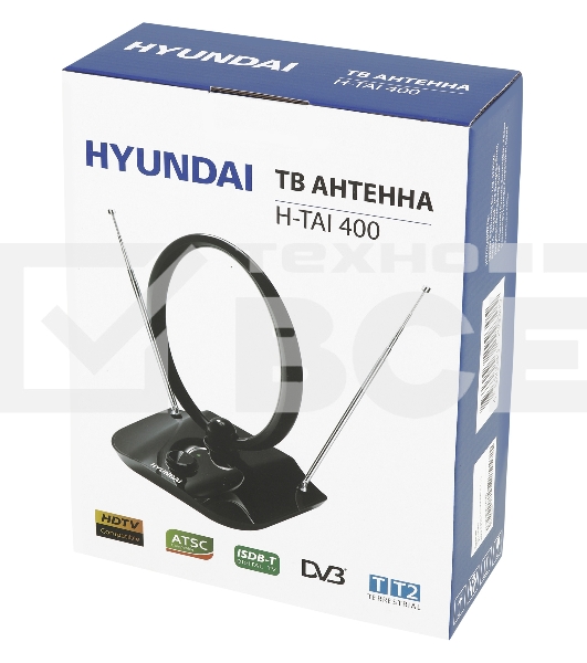 Антенна телевизионная Hyundai H-TAI400 30дБ активная черный