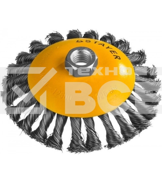 Кордщетка STAYER PROFESSIONAL 35135-125коническая М14 плетёная 0.5мм d125мм