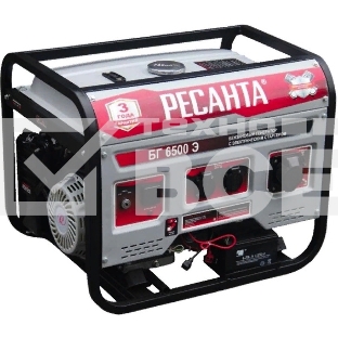 Электрогенератор бензиновый Ресанта БГ 6500 Э, 5.5 кВт, 66 дБ, 69.8 кг