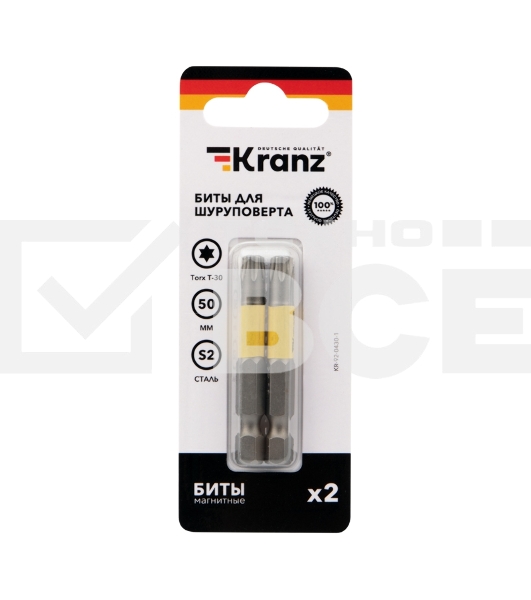 Бита для шуруповерта KRANZ Torx T30х50 мм (2 шт./уп.)