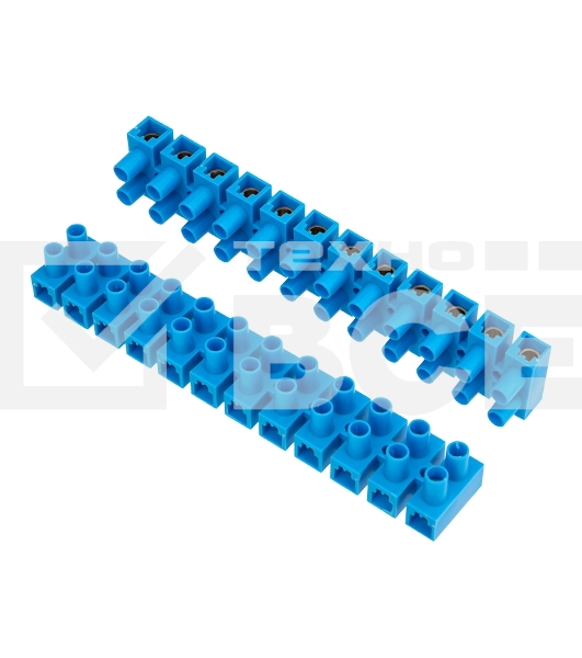 Клеммная винтовая колодка KВ-35 10-35, ток 80 A, полиэтилен синий Rexant (10 шт./уп.)