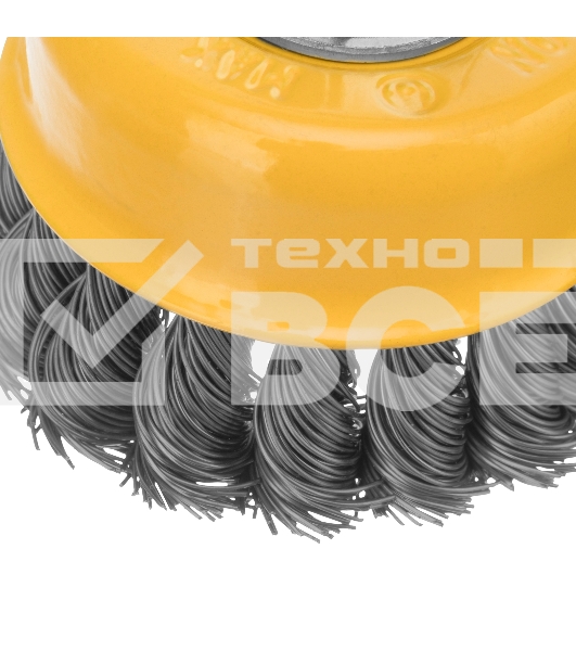 Щетка для УШМ Denzel 75 мм, М14, чашка, крученая нержавеющая проволока 0,5 мм