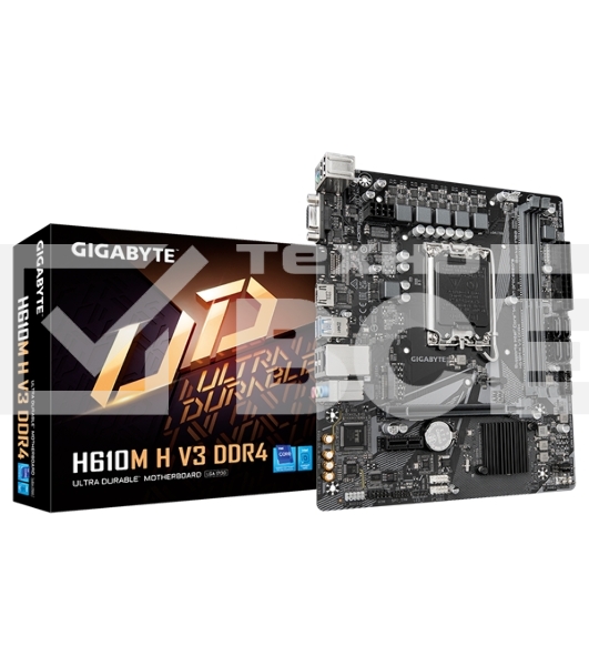 Материнская плата Gigabyte H610M H V3 DDR4, LGA 1700, Intel H610, 2xDDR4, 4xSATA, 1xM.2, 1xPCIe 4.0 x16, 1xPCIe x1, 1xHDMI, 1x 1Gb LAN, 2xUSB-A 3.2 Gen 1, 4xUSB-A 2.0, 3x 3.5 мм, 7.1, mATX