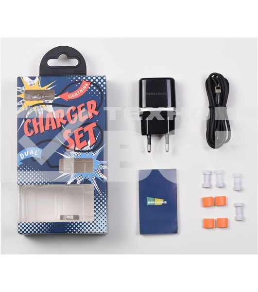 Сетевое зарядное устройство СЗУ 2USB 2.4A для Lightning 8-pin More choice NC22i (Black)