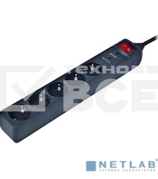 Сетевой фильтр Energenie Сетевой фильтр SPG5-C-5 1.5m 16А черный 