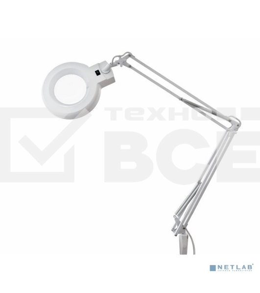 Лупа на струбцине Rexant, круглая, 3D, с подсветкой 60 LED, сенсорный регулятор яркости, белая 31-0531