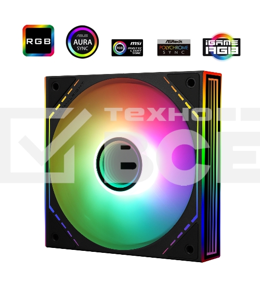 Кулер для корпуса Thermalright TL-M12-S (120x124x25mm, 4-pin PWM, ARGB, 47.6CFM, 23.2dBA, 1500RPM, Black)