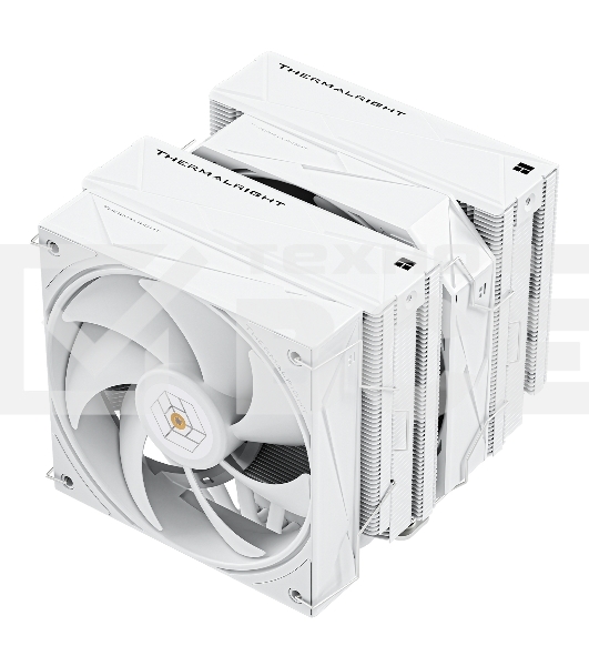 Кулер для процессора Thermalright Royal Pretor 130 белый (4-pin PWM, 158mm, Ni/Cu, 6x6mm, 1x120+1x130mm, 80.45CFM/81.88CFM, 29.4dBA/28.3dBA, 2150PM/1750RPM, S: 1200, 1700, 1851, 2011, 2066, 115X, AM4, AM5, white)