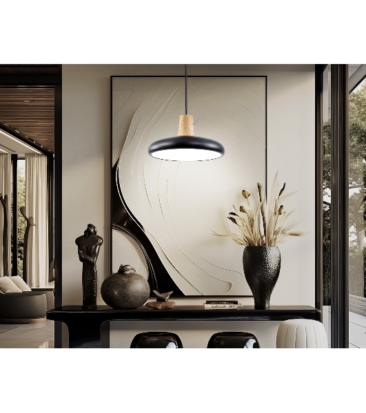 Светильник Ambrella light FL4839 BK/WD черный/дерево 24W 3000-6000K D200*800 (без ПДУ)