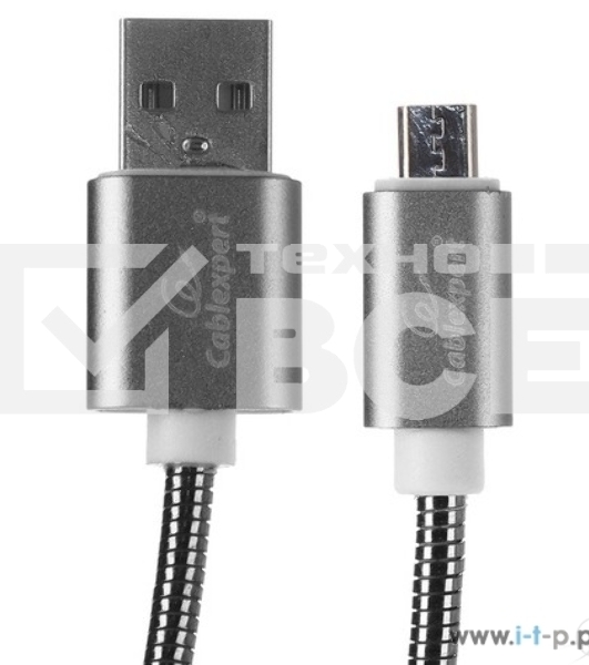Кабель USB 2.0 Cablexpert CC-G-mUSB02Gy-1.8M, AM/microB, серия Gold, длина 1.8м, титан, блистер